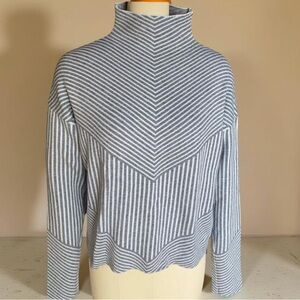 Cynthia Rowley Soft & Thick Geometric Chevron Striped Mock Neck Sweater